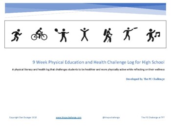 Preview of 9 Week High School Physical Education and Health Challenge Distance Learning Log