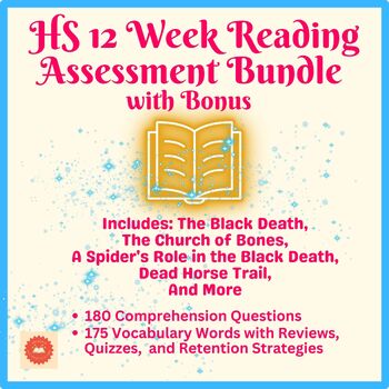Preview of 12 Week Reading Assessment Bundle w/ Questions, Vocabulary, & Writing