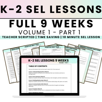 Preview of 9 Weeks | Low-No Prep | Discussion Based SEL Lessons for K-2 Student