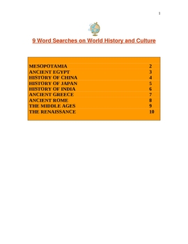 Preview of 9 Word Searches on World History and Culture (Not just fun!)