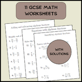 9 Worksheets on algebraic fractions (with solutions)