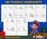9 pages ABC Phonics Tracing Cards Preschool Kindergarten Hand