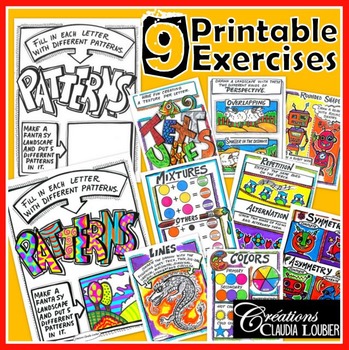Preview of Elements of Art : 9 Printable Exercises - For Visual Art.