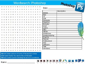 Preview of 9 x Adobe Photoshop Starter Activities Computing Computer Science Keywords