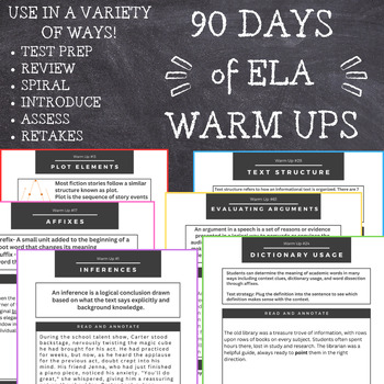 Preview of 90 Day Reading Comprehension STAAR Review Warm-Up Routine for 6th-8th Grade