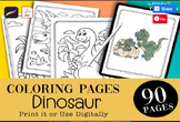 90 Dinosaur Coloring Pages PDF Procreate