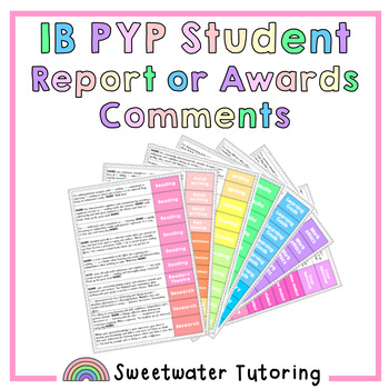 Preview of IB PYP Student Report or Achievement Award Inquiry Comments and parent email