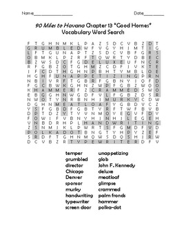 90 Miles to Havana Chapter 13 Good Homes Vocabulary Word Search