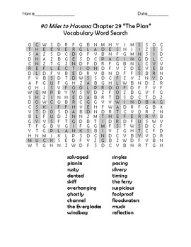 90 Miles to Havana Chapter 29 The Plan Vocabulary Word Search TPT