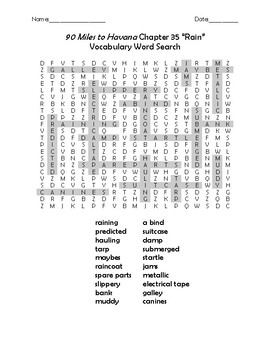 90 Miles to Havana Chapter 35 Rain Vocabulary Word Search TPT