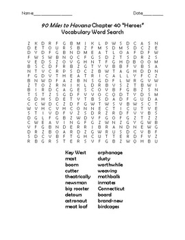 90 Miles to Havana Chapter 40 Heroes Vocabulary Word Search TPT
