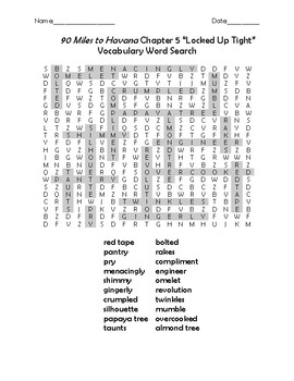 90 Miles to Havana Chapter 5 Locked Up Tight Vocabulary Word Search