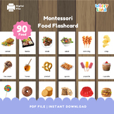 90 Montessori Food Flash Cards - Real Image, Nomenclature 
