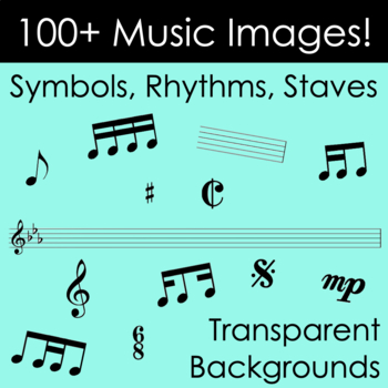 Preview of 100+ Music Clip Art Images - Rhythms, Symbols, Staves! Transparent backgrounds!