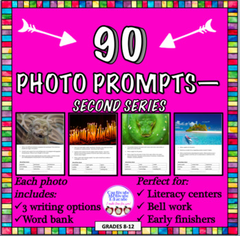 Preview of 90 Photo Prompts--Second Series,creative writing, literacy stations, bell ringer