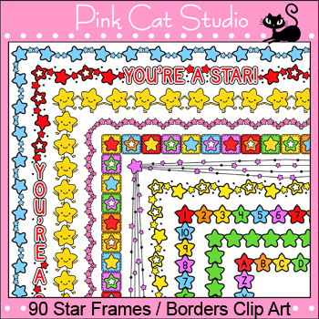 Stars Clip Art Borders and Frames by Pink Cat Studio | TPT