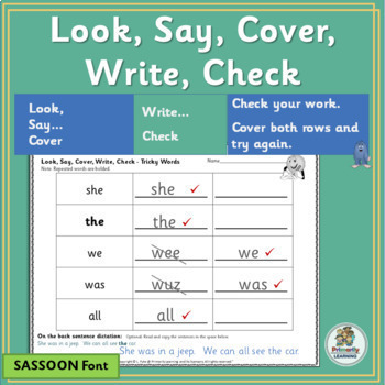 Preview of 90 Tricky Words Sight Word Practice aligns with Jolly Phonics - SASSOON Font