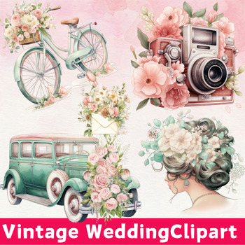 Preview of 90+ Vintage Wedding Clipart