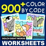 900+ Color by Code Sight Words EDITABLE Worksheets | Valen