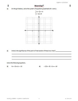 Preview of 9043 - SYSTEMS of LINEAR EQUATIONS - Substitution