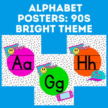 Preview of 90s Bright Retro Themed Alphabet Letter Posters