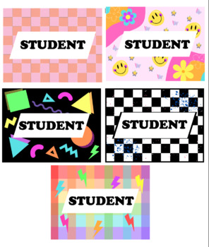 Preview of 90s Inspired Student Name Tags