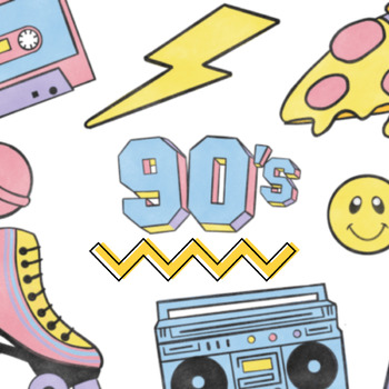 Preview of 90s Theme GROOVY NOSTALGIA | Classroom Decor Mini Bundle