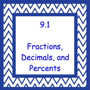 Preview of 9.1 Fractions, Decimals, and Percents- Everyday Math, Grade 4