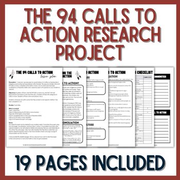 Preview of 94 Calls to Action Research Project - Social Studies in Canada