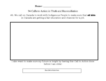 Preview of 94 Calls to Action in Truth and Reconciliation Writing Activity