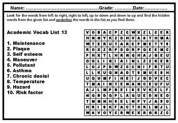 Preview of 71, Math, Academic Vocabulary, Science Terms Word Search 7th Grade Bundle