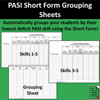 Preview of 95% PASI Grouping Worksheets (Short Form - Skills 1-5) - 2 versions!