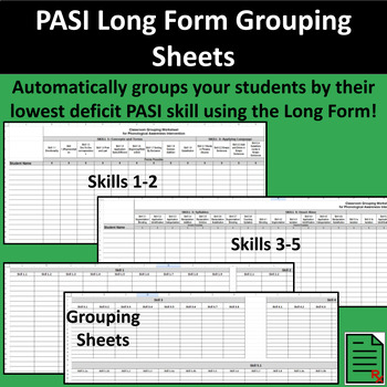Preview of 95% PASI Grouping Worksheets (Long Form - Skills 1-5) - 2 versions - Printable!