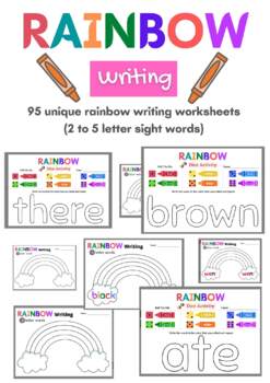 95 unique rainbow writing worksheets by prioritylearn tpt