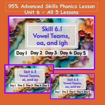 Preview of 95% Unit 6 Phonics Lesson Library Teaching Slides - all 5 lessons