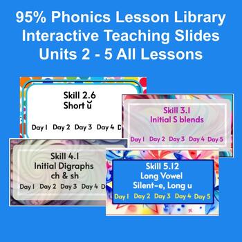 Preview of 95%  Phonics Lesson Library Teaching Slides Units 2 - 5 Basic Level Bundle