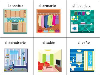 96 Spanish / English House Vocabulary Flash Cards by The Speechstress