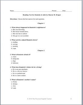 97 Question Multiple Choice Test For Romiette And Julio Tpt