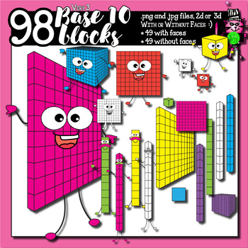 Preview of 98 base ten blocks - clip art for teachers