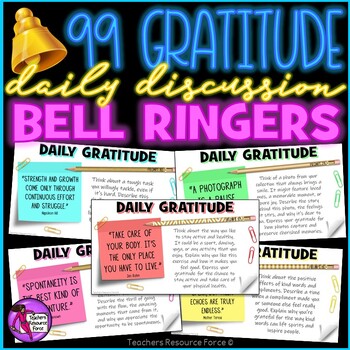 Preview of 99 Gratitude Discussion Prompts PowerPoint | Bell Ringers | SEL | Thanksgiving