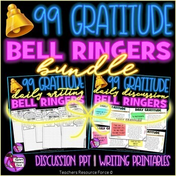 Preview of 99 Gratitude Prompts Journal and PowerPoint Bell Ringers Morning Work BUNDLE