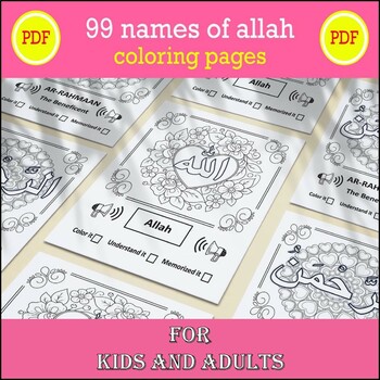 Preview of 99 Names Of Allah Coloring Pages Pdf - Ramadan Activities for Kids and Adults