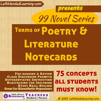 Preview of {99 Novel} American Poetry and Literary Terms & Concepts Vocabulary notecards