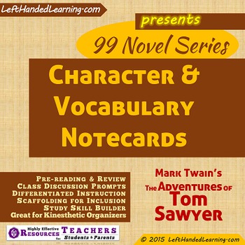 Preview of {99 Novel} Character & Vocabulary Cards Mark Twain The Adventures of Tom Sawyer