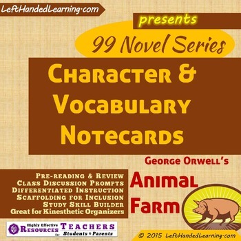 Preview of {99 Novel} Character & Vocabulary Notecards for Animal Farm by George Orwell