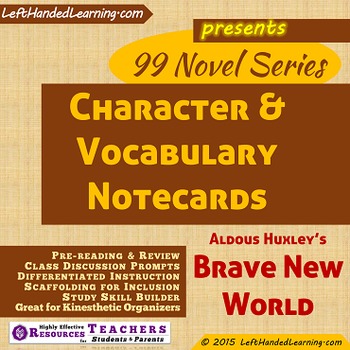 Preview of {99 Novel} Character & Vocabulary for Brave New World by Aldous Huxley