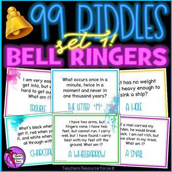 Preview of 99 Riddles Brain Teasers Morning Meeting Bell Ringers set 1