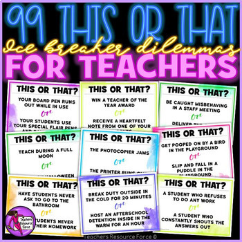 Preview of This or That Ice Breaker Dilemmas for Teachers (editable!)