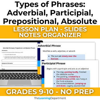 Preview of 9th-10th Grade Test Prep Grammar - Types of Phrases Set 1 - Digital