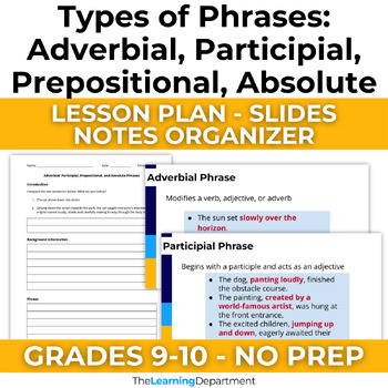 Preview of 9th-10th Grade Test Prep Grammar - Types of Phrases Set 1 - PDF